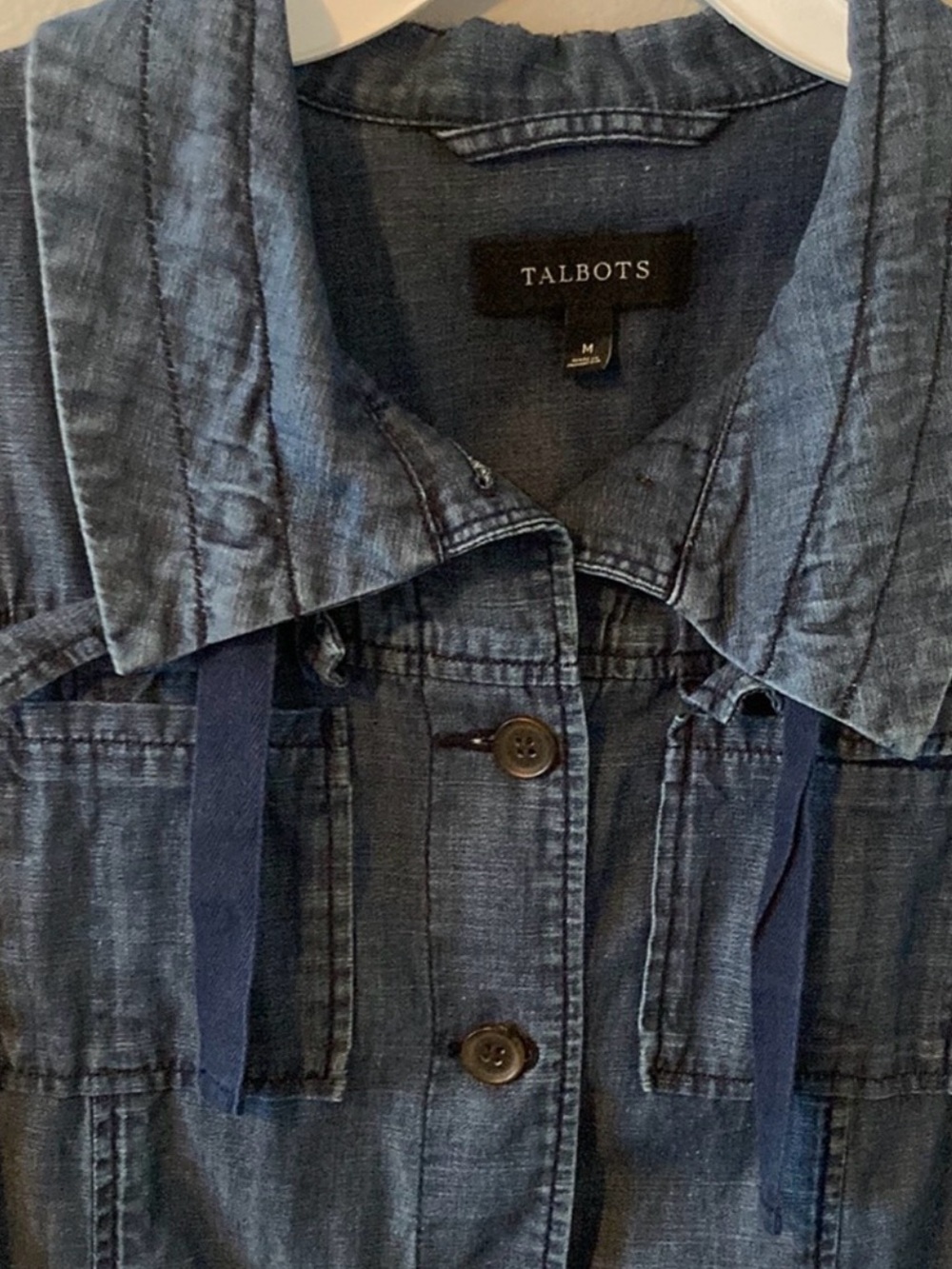 Talbots Dark Blue Denim Sleeveless Button Vest - Picture 3 of 5